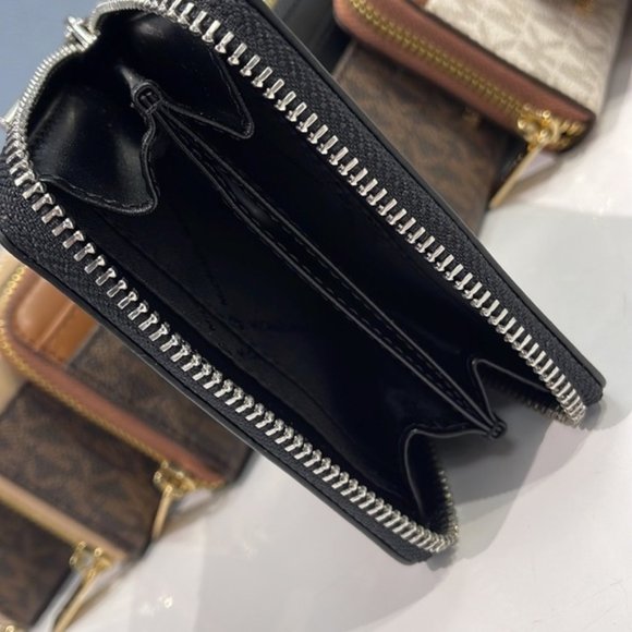 Michael Kors Jet Set Travel Medium Zip Around Card Case Black - Picture 7 of 15